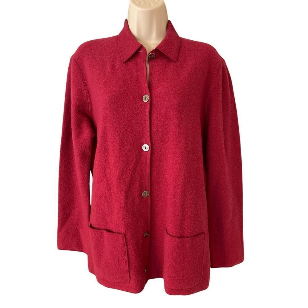 Chico's Design Red buttoned knit pockets long sleeve wool sweater Size 0 (small)
